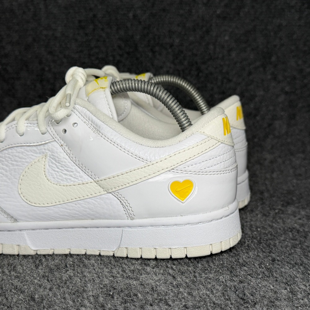 Nike Dunk Low Shoes Women's 9.5 Valentines Day Yellow Heart White Retro Athletic - Picture 5 of 13